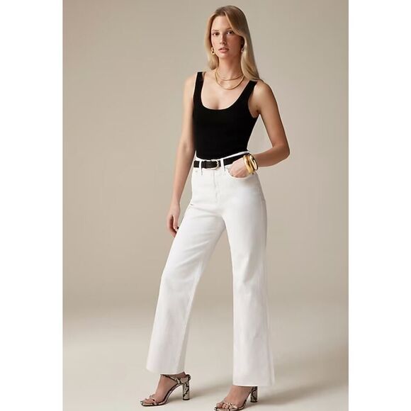 J.Crew High-Rise Slim Wide-Leg Jeans White 1996 Stretch Size 30 NWT Fair Trade - Picture 3 of 11